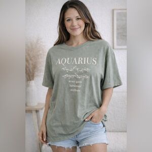 Aquarius Graphic Oversized T-Shirt in Sage Green